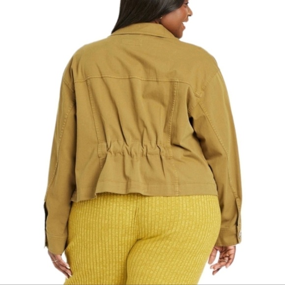 Ava & Viv anorak short lightweight jacket size 4X NWT greenish mustard color - Picture 3 of 5